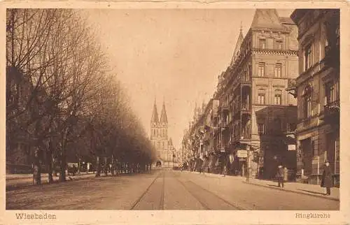 Deutschland Wiesbaden Ringkirche Kirche Vintage Postkarte