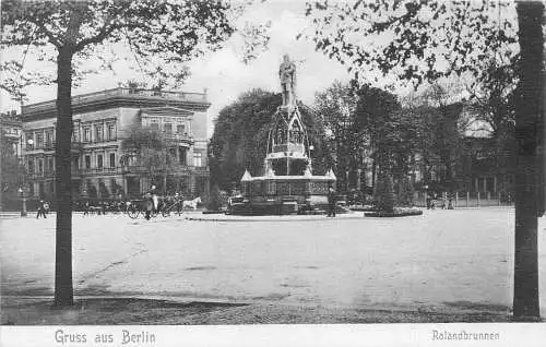 Deutschland Gruss aus Berlin Rolandbrunnen Brunnen Vintage Postkarte