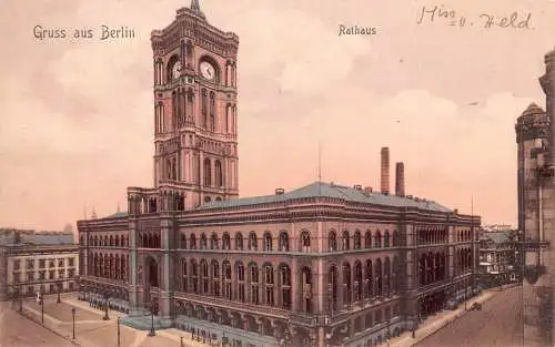 Deutschland Gruss aus Berlin Rathaus Rathaus Vintage Postkarte