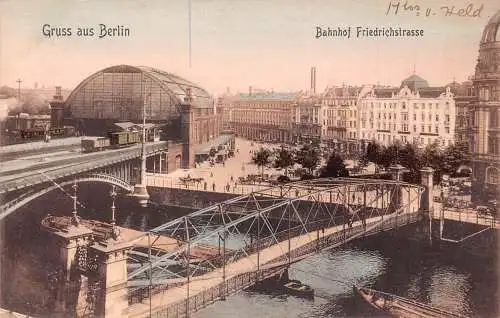 Deutschland Gruss aus Berlin Bahnhof Friedrichstraße Bahnhof Vintage Postkarte