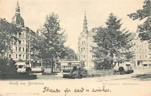 Deutschland 1903 Gruss aus Friedenau Rheinstraße Kirchstraße Postkarte