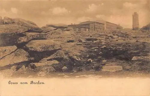 Deutschland Gruss vom Brocken Vintage Postkarte
