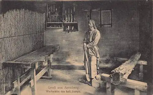 Deutschland Gruss aus Arenberg Werkstaette des heil Joseph Vintage Postkarte