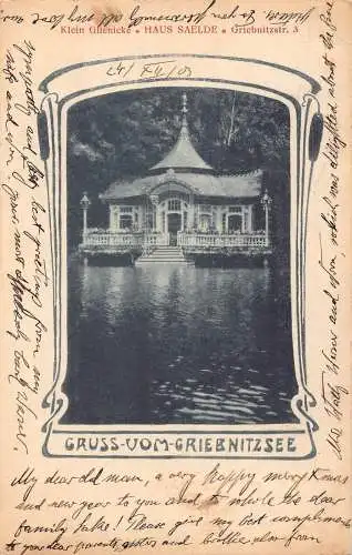 Deutschland 1903 Gruss vom Griebnitzsee Haus Saelde Pension Jugendstil Postkarte