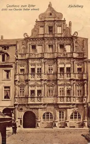 Deutschland 1909 Heidelberg Gasthaus zum Ritter Pension alte Postkarte