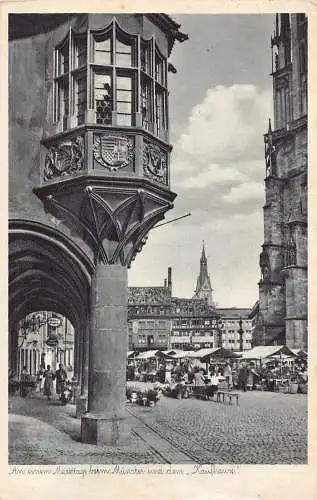 Deutschland Freiburg Martettage Beim Münster Kaufhaus Markt Vintage Postkarte
