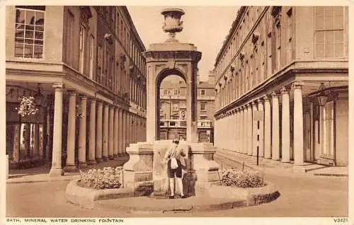 England Bath Mineralwasser Trinkbrunnen Vintage Postkarte