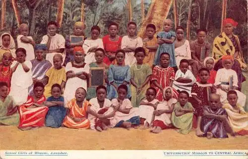 Sansibar 1906 Schulmädchen bei Mbweni Ureinwohnern ethnische alte Postkarte