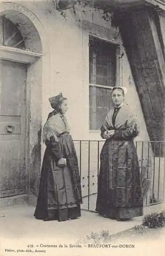 Ethnische französische traditionelle Kostüme Frauen Savoie Beaufott-sur-Doron Postkarte