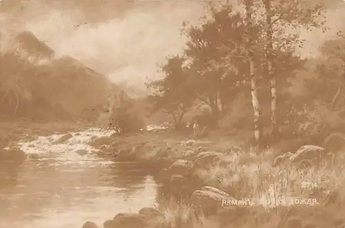 Russland 1912 Idyllische Landschaft nach Regen Wald Fluss Natur Kunst Jakman Postkarte