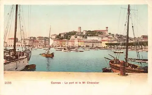 C091 Frankreich Paris Cannes Le Port et le Mt Chevalier Boote Vintage Postkarte