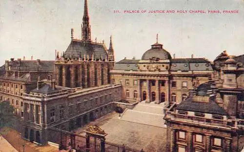 C091 Frankreich Paris Justizpalast und Heilige Kapelle 1910 Vintage Postkarte