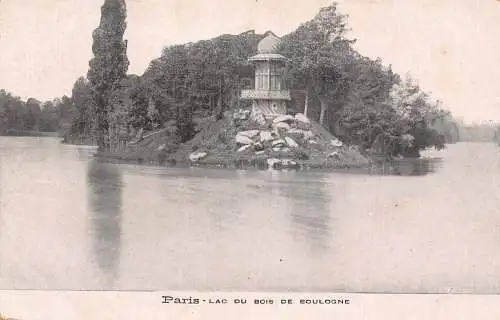 C090 Frankreich Paris Lac du Bois de Boulogne Vintage Postkarte