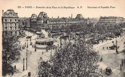 C090 Frankreich Paris Ensemble de la Place de la Republique Vintage Postkarte
