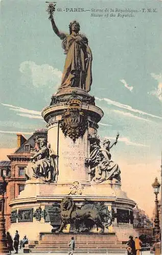 C088 Frankreich Paris Statue der Republik Vintage Postkarte