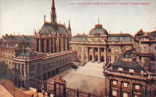 C092 Frankreich Paris Justizpalast und Heilige Kapelle Vintage Postkarte