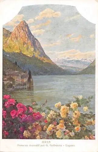 Italien Passepartout Oria Lugano See Kunst von G Galbusera Roses Vintage Postkarte