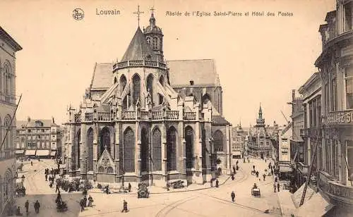 Belgien Saint Pierre Kirche und Post Vintage Postkarte