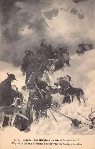 A979 Bergsteiger Bernhardiner Hunde Religieux Ernest Leuenberger Postkarte