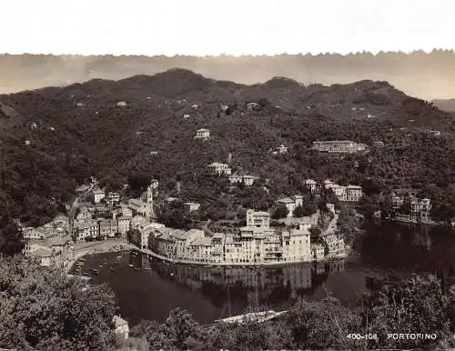 C078 Italien Portofino Panoramablick RPPC Vintage Postkarte