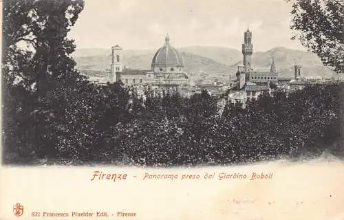 C079 Italien Firenze Panorama preso dal Giardino Boboli Vintage Postkarte