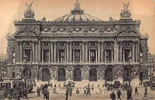 C089 Frankreich Paris Opernhaus und Vorortbahnhof Vintage Postkarte