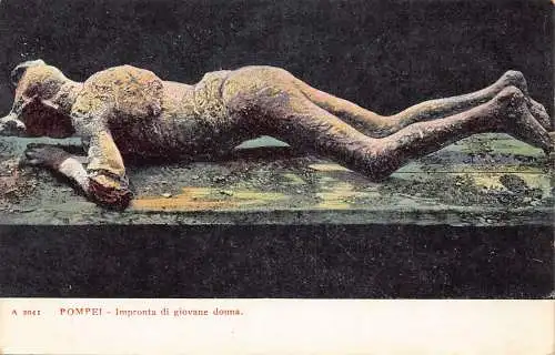 C078 Italien Pompeji Impronta di giovane donna Vintage Postkarte