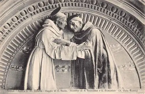 C079 Italien Firenze Piazza di S Maria Novella Skulptur Vintage Postkarte