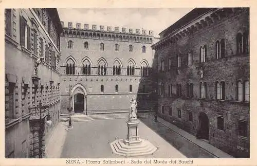 C078 Italien Siena Piazza Salimbeni Sade del Monte dei Baschi Vintage Postkarte