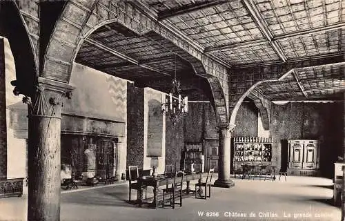Schweiz Chateau de Chillon La Grande Culsine Castle Vintage Postkarte