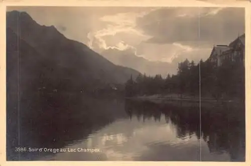 Schweiz Soir d'Orage au Lac Champex See Vintage Postkarte