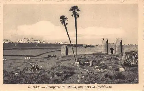 B009 Marokko Rabat Remparts de Chella vue vers la Residence Postkarte