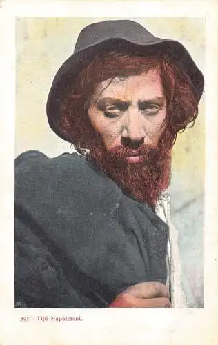 B001 Italien Tipi Napoletani Napoletan Typen Bärtiger Mann Fischer Postkarte