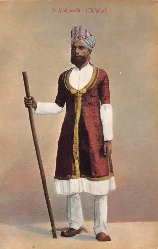 A994 Indiens Ureinwohner Ein mahomedanischer Chobdar ethnischer Typ Postkarte