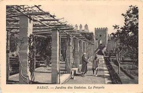 B009 Marokko Rabat Jardins des Oudaias Pergola Postkarte