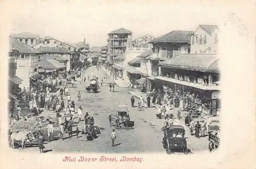 A996 Indien Bombay Null Bazar Street Carriage Vintage Postkarte
