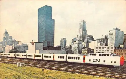 A989 Canada Turbo National Railways und Toronto Skyline Ontario Zug Postkarte