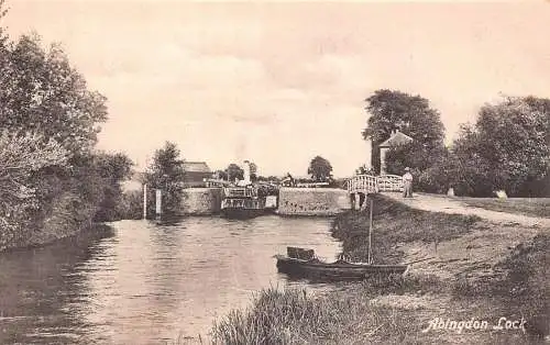 B006 England Abingdon Lock Boat Vintage Postkarte
