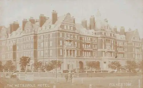 B004 England 1911 Metropole Hotel Folkestone RPPC Vintage Postkarte