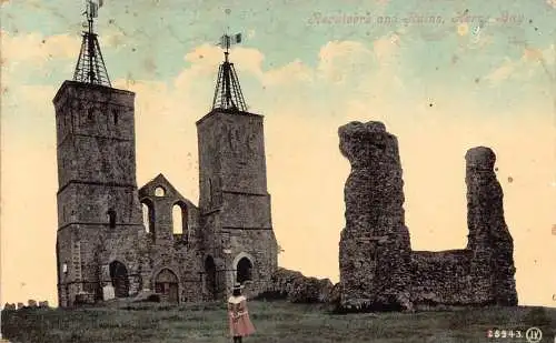 B004 England Reculvers and Ruins Herne Bay Vintage Postkarte