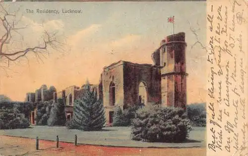 A998 Indien 1907 The Residency Lucknow Vintage Postkarte