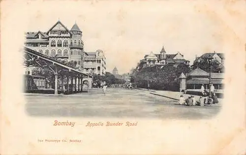 A996 Indien Bombay Appollo Bunder Road Vintage Postkarte