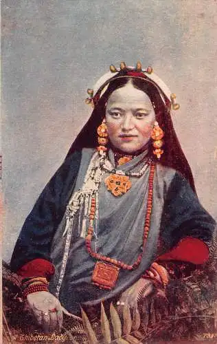 A994 China Thibetanische Dame in traditioneller Tracht ethnischer Art Postkarte