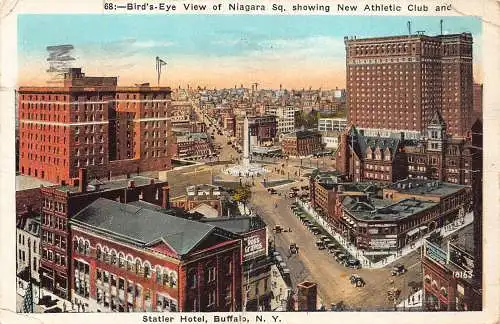 A989 US 1926 New York Statler Hotel Buffalo Ross Graves Werbeschild Vintage Postkarte