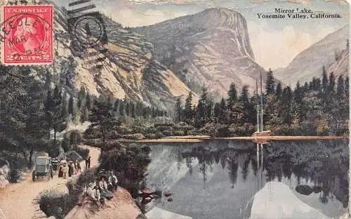 A989 US Spiegel Lake Yosemite Valley Kalifornien Vintage Postkarte