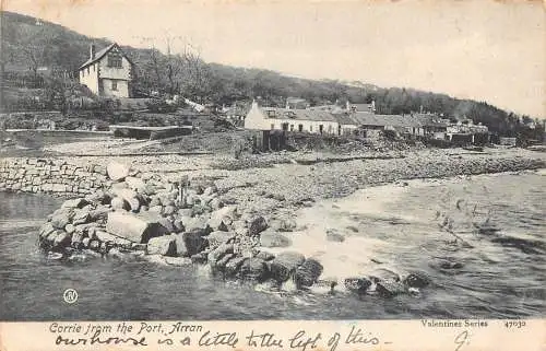 B005 Schottland 1907 Corrie aus Port Arran Vintage Postkarte