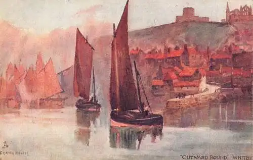 B006 England Outward Bound Whitby Fischerboot Vintage Postkarte