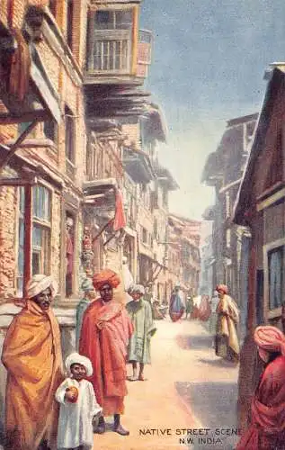 A996 India Native Street Scene Ethno Boy Art Vintage Postkarte