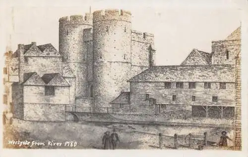 B005 England Westgate from River 1780 Kunst Vintage Postkarte