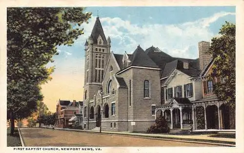 A990 US First Baptist Church Newport News Virginia Vintage Postkarte